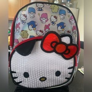 Hello Kitty Mini Backpack, Silver body, white face, 7.5Wx9.5L, Brand new